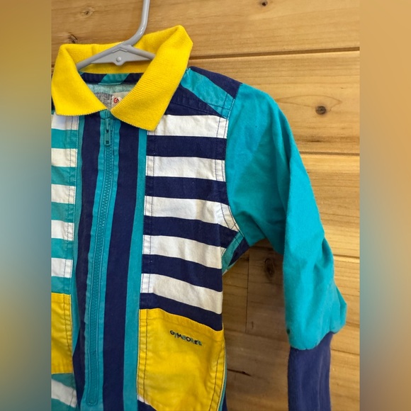 Vintage 90’s Gymboree Size XS/9-12 Months Retro Stripe Collared Jumpsuit - Picture 2 of 12